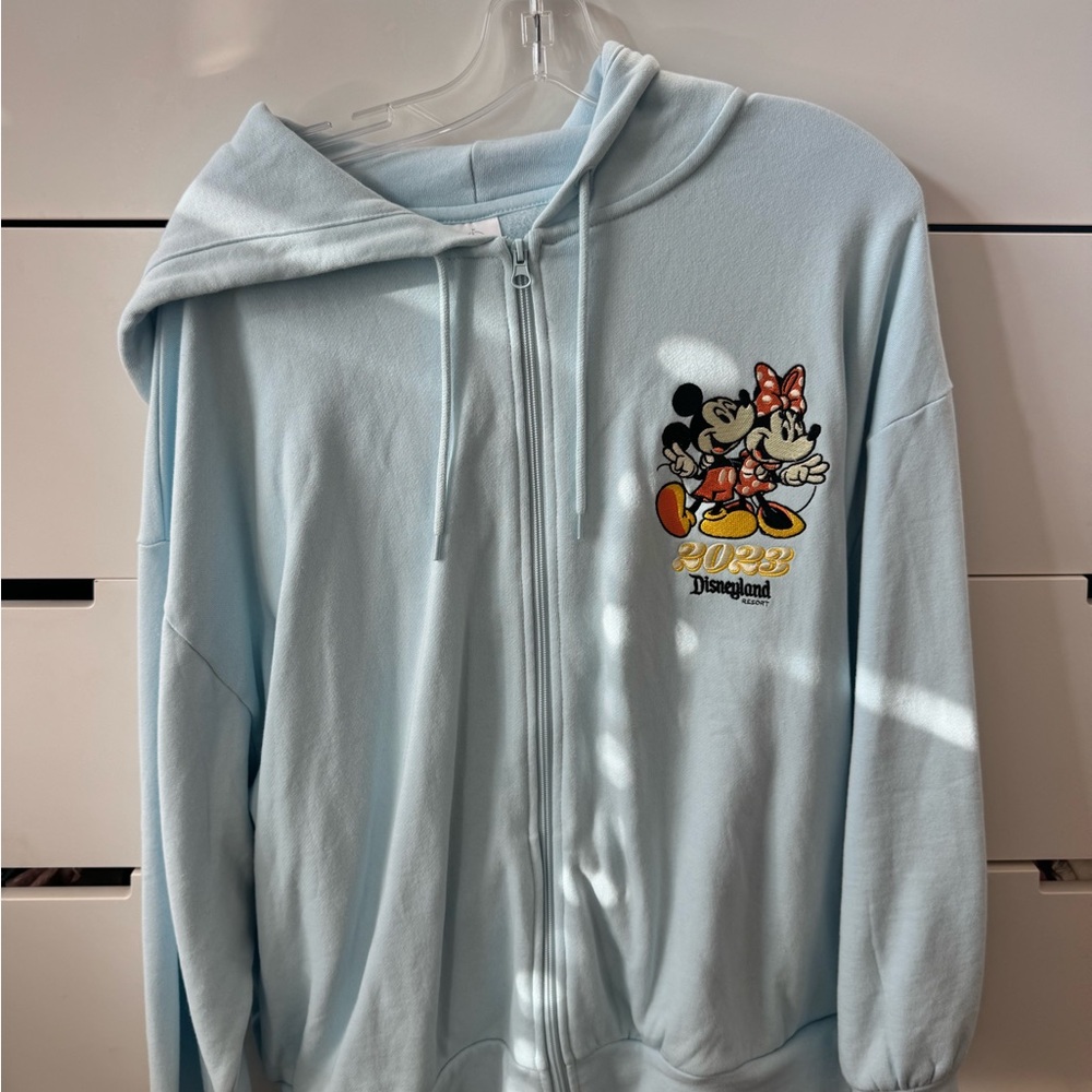 Disney Light Blue Hoodie with Mickey and Minnie